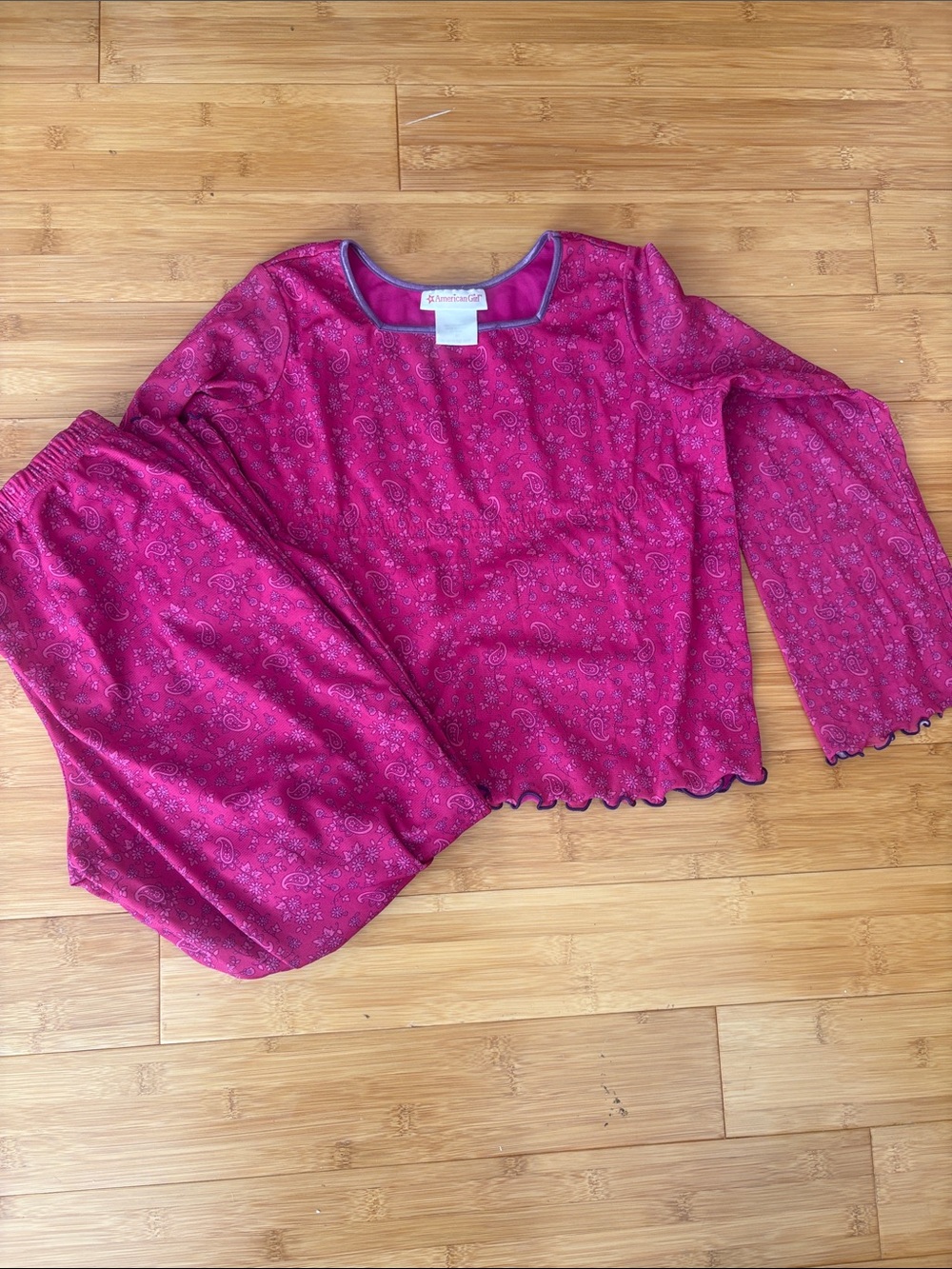 American Girl Pink Paisley Long-Sleeve Pajama Set* vintage